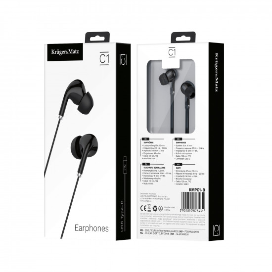 Ακουστικά in-ear USB-C με μικρόφωνο Kruger&Matz C1 μαύρα