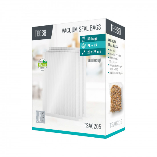 Σακούλες συντήρησης τροφίμων 20x28cm σε κενό αέρος Teesa (50 τμχ)