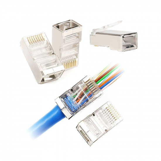 Φις RJ45 8P8C CAT6e Pass Through θωρακισμένο