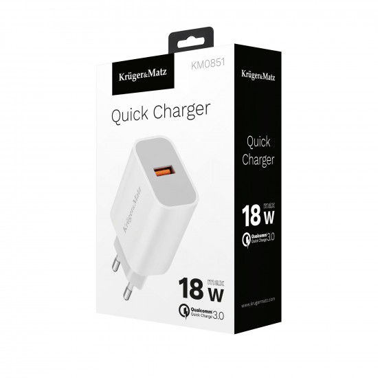 Φορτιστής USB-A 18W με λειτουργία Quick Charge Kruger&Matz