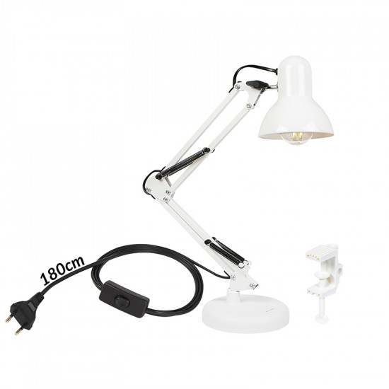 Φωτιστικό γραφείου με σπαστό βραχίονα LB-09 2σε1 E27 Blow λευκό