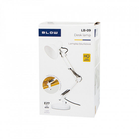 Φωτιστικό γραφείου με σπαστό βραχίονα LB-09 2σε1 E27 Blow λευκό