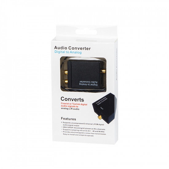 Μετατροέας Toslink-coaxial σε 2x RCA+jack με τροφοδοτικό