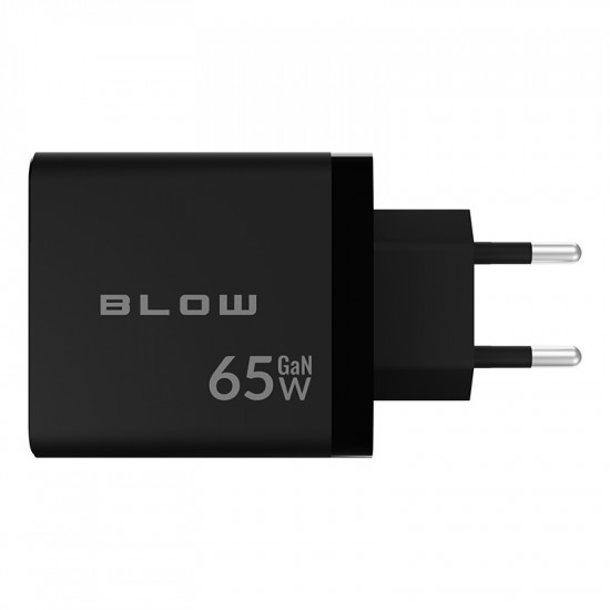 Φορτιστής LCD με USB + 2x USB-C PD 65W GAN BLOW μαύρος