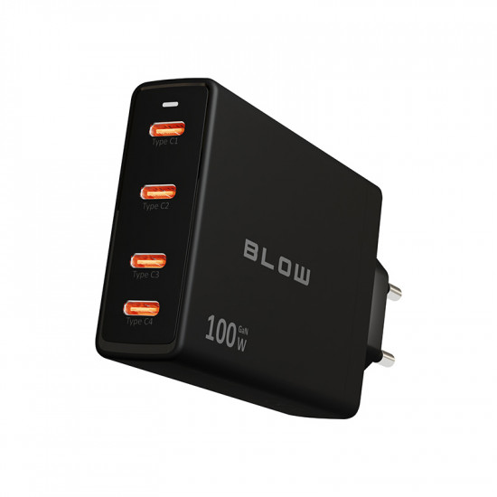 Φορτιστής με 4 θύρες USB-C PD 100W GAN BLOW μαύρος