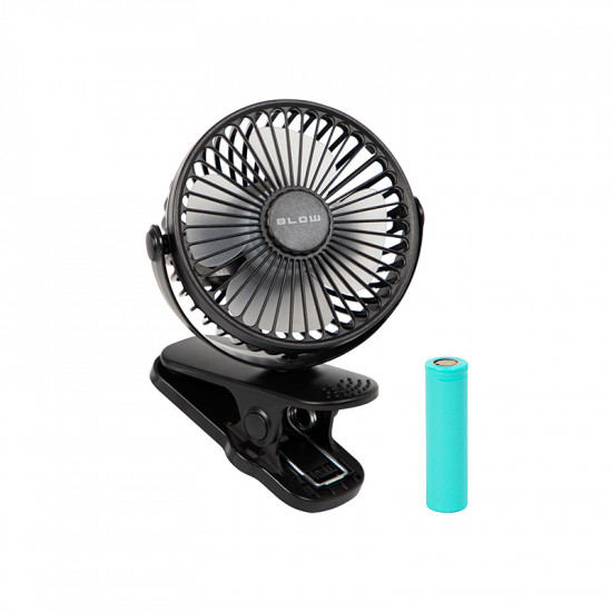 Επιτραπέζιος ανεμιστήρας με κλιπ 10cm USB+μπαταρία Blow μαύρος