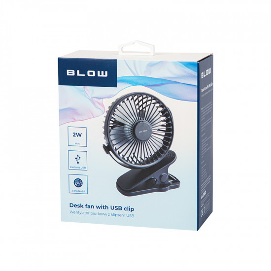 Επιτραπέζιος ανεμιστήρας με κλιπ 10cm USB+μπαταρία Blow μαύρος