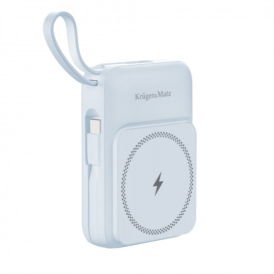 Powerbank 10000mAh wireless με USB/USB-C/Lightning Mag Safe Kruger&Matz γαλάζιο