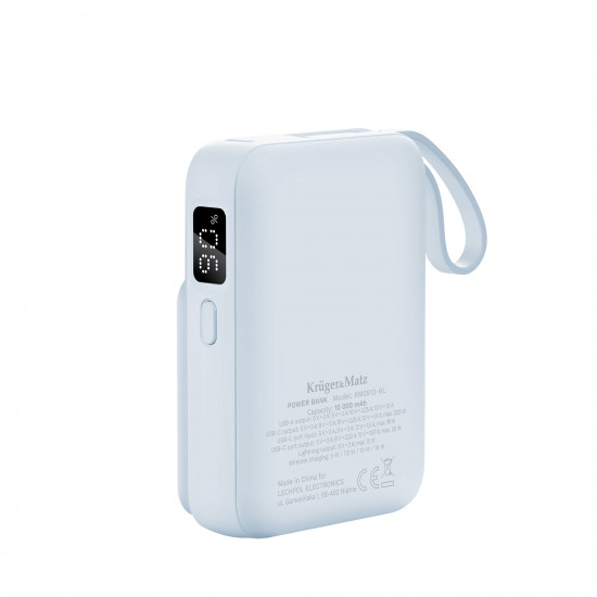 Powerbank 10000mAh wireless με USB/USB-C/Lightning Mag Safe Kruger&Matz γαλάζιο