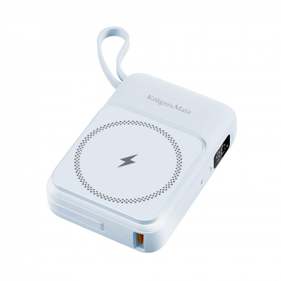 Powerbank 10000mAh wireless με USB/USB-C/Lightning Mag Safe Kruger&Matz γαλάζιο
