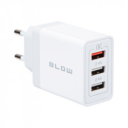 Φορτιστής με υποδοχή USBx2 + USB QC 30W BLOW λευκό