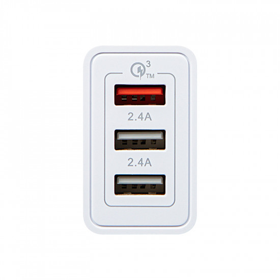 Φορτιστής με υποδοχή USBx2 + USB QC 30W BLOW λευκό