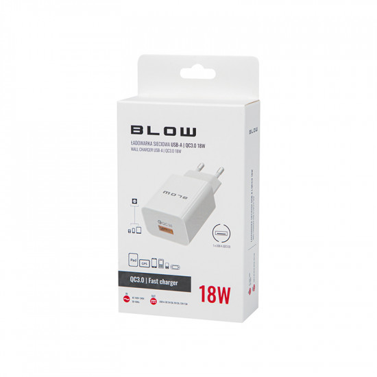 Φορτιστής USB-A 18W QC3.0 Blow λευκός
