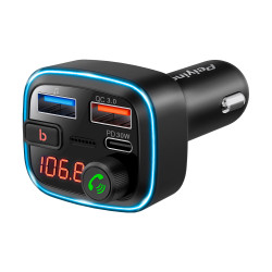 Πομπός FM αυτοκινήτου με λειτουργία Bluetooth (2xUSB-A και 1xUSB-C 30W PD) Peiying