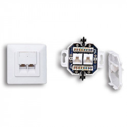 Χωνευτή Πρίζα Δικτύου, 2 θυρών για  UTP Cat5e