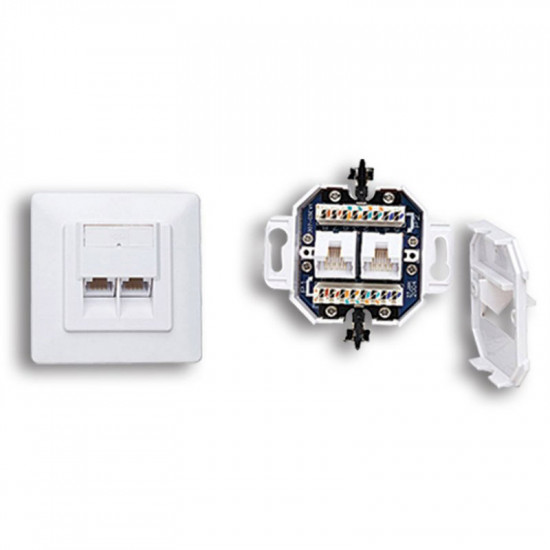 Χωνευτή Πρίζα Δικτύου, 2 θυρών για  UTP Cat5e