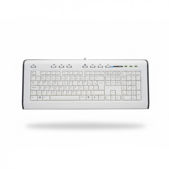 Manhattan Πληκτρολόγιο MULTIMEDIA ΜΕ USB Hub 2-θυρών US-GR