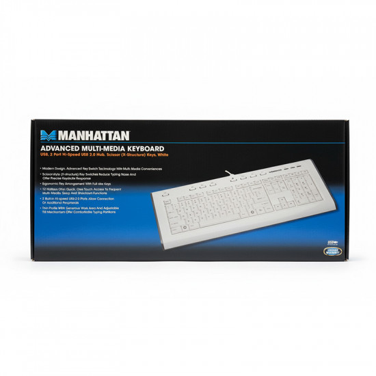 Manhattan Πληκτρολόγιο MULTIMEDIA ΜΕ USB Hub 2-θυρών US-GR