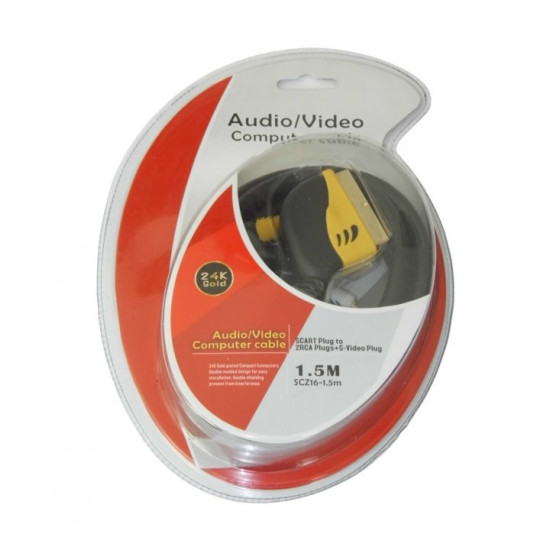 DM SCZ16 καλώδιο SCART σε 2x RCA 1x S-Video M/M/M 1.5m