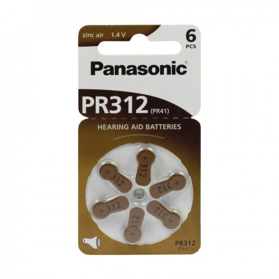 Panasonic PR312 μπαταρίες Zinc Air 1,4V 6τμχ