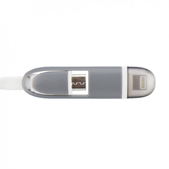 USB Καλώδιο 2 σε 1 - iPhone 5/6/iPad+Micro USB 1m άσπρο