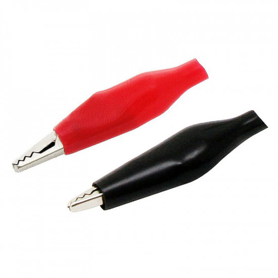 Σετ κροκοδειλάκια μικρά με μόνωση 28mm μαύρα/κόκκινα