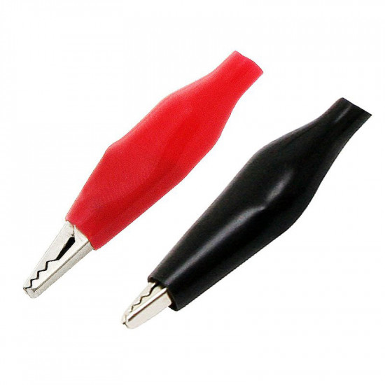 Σετ κροκοδειλάκια μικρά με μόνωση 35mm μαύρα/κόκκινα