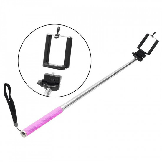 Selfie Stick με Τηλεκοντρόλ Bluetooth Ροζ