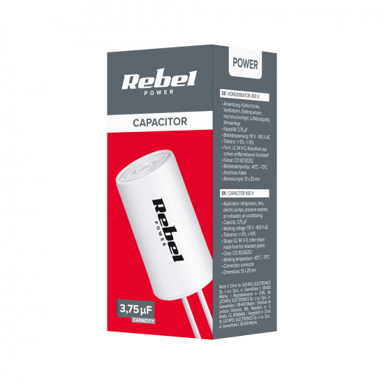 Πυκνωτής για Μοτέρ 3.75μF/450VAC με καλώδιο