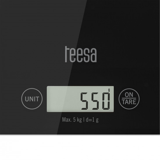 Ζυγαριά Κουζίνας Μαύρη με Γυαλί TEESA