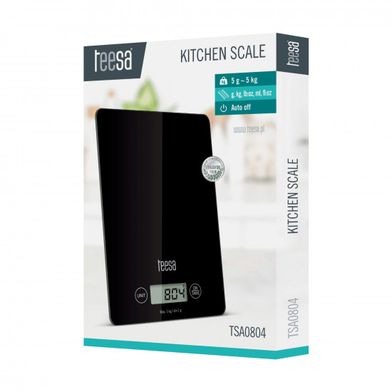 Ζυγαριά Κουζίνας Μαύρη με Γυαλί TEESA