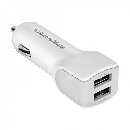 Φορτιστής Αυτοκινήτου 2xUSB 3000mA με λειτουργία Quick Charge 3.0 Kruger&Matz