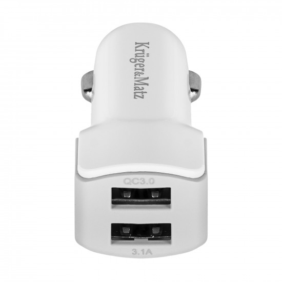 Φορτιστής Αυτοκινήτου 2xUSB 3000mA με λειτουργία Quick Charge 3.0 Kruger&Matz