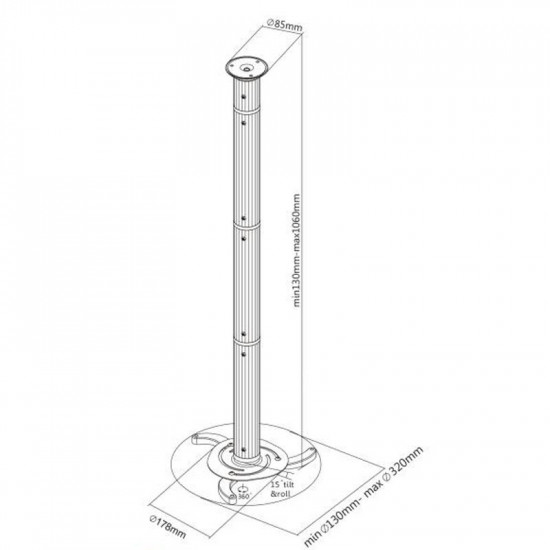 Βάση Οροφής για Projector 10kg 41-56cm Cabletech