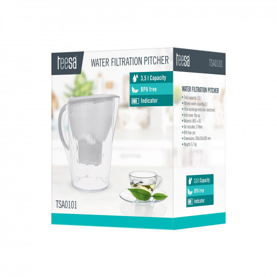 Κανάτα Νερού με Φίλτρο 3.5L Λευκή TEESA