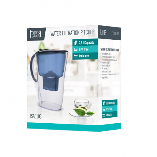 Κανάτα Νερού με Φίλτρο 2.6L Μπλε TEESA