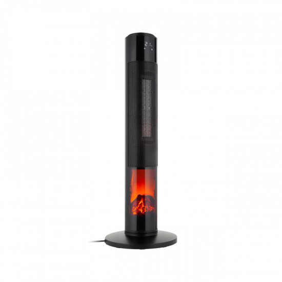 Κεραμικό αερόθερμο στήλη 2000W με δείκτη θερμοκρασίας, τηλεχειριστήριο και απομίμηση τζακιού TEESA