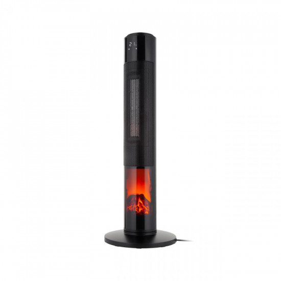 Κεραμικό αερόθερμο στήλη 2000W με δείκτη θερμοκρασίας, τηλεχειριστήριο και απομίμηση τζακιού TEESA