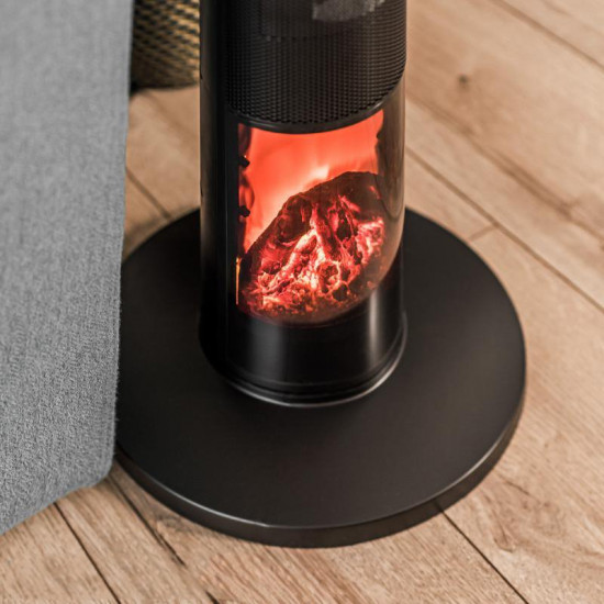 Κεραμικό αερόθερμο στήλη 2000W με δείκτη θερμοκρασίας, τηλεχειριστήριο και απομίμηση τζακιού TEESA