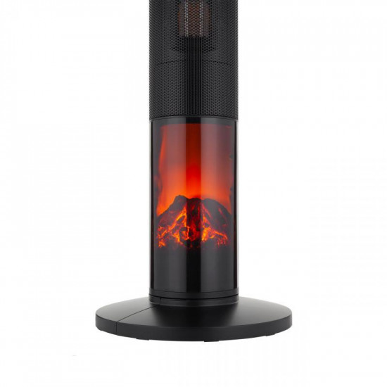 Κεραμικό αερόθερμο στήλη 2000W με δείκτη θερμοκρασίας, τηλεχειριστήριο και απομίμηση τζακιού TEESA