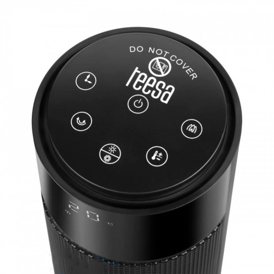 Κεραμικό αερόθερμο στήλη 2000W με δείκτη θερμοκρασίας, τηλεχειριστήριο και απομίμηση τζακιού TEESA