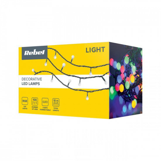 Χριστουγεννιάτικα LED 10m RGB με αλλαγή λειτουργίας φωτισμού REBEL