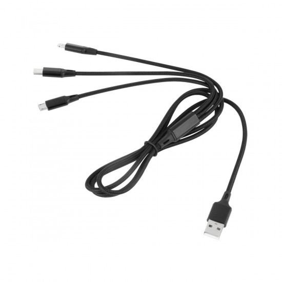 Καλώδιο 3σε1 USB σε microUSB, USB type C, Lightning 1m REBEL