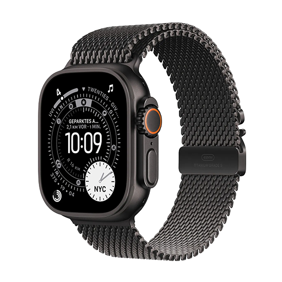 Watch Apple Watch Ultra 3 (2025) 5G 49mm Black Titanium Case with Black Titanium Milanese Loop S - Black