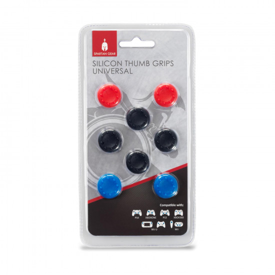 Spartan Gear - Silicon Thumb Grips Universal (8pcs - colour: 4pcs Black, 2pcs Red, 2pcs Blue)