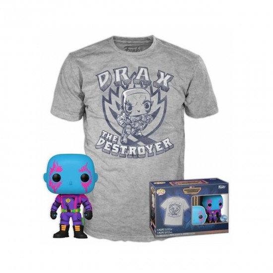 Funko Pop! amp;amp; Tee (Adult): Marvel Guardians of the Galaxy - Drax (Blacklight) (Special Edition) Vinyl Figure and T-Shirt (S)