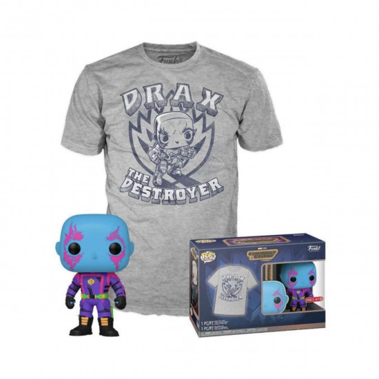 Funko Pop! amp;amp; Tee (Adult): Marvel Guardians of the Galaxy - Drax (Blacklight) (Special Edition) Vinyl Figure and T-Shirt (L)