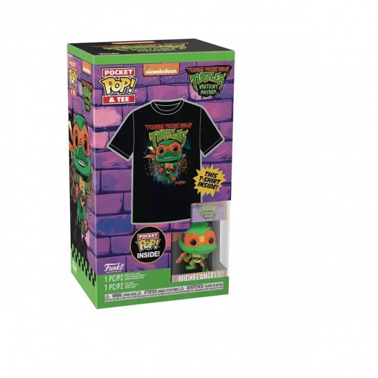Funko Pocket Pop! amp;amp; Tee (Child): Teenage Mutant Ninja Turtles Mutant Mayhem - Michelangelo Vinyl Figure and T-Shirt (M)