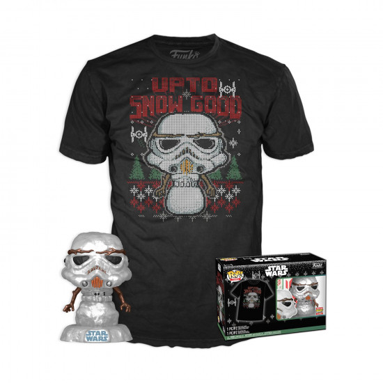 Funko Pop! amp;amp; Tee (Adult): Star Wars - Holiday Stormtrooper (Metallic) Vinyl Figure amp;amp; T-Shirt (S)