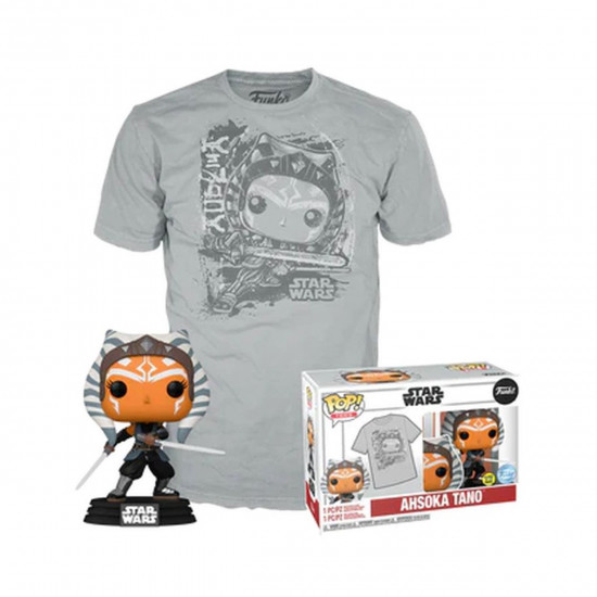 Funko Pop! amp;amp; Tees (Adult): Disney Star Wars - Ahsoka Tano (Glows in the Dark) Bobble-Head Vinyl Figure amp;amp; T-Shirt (M)
